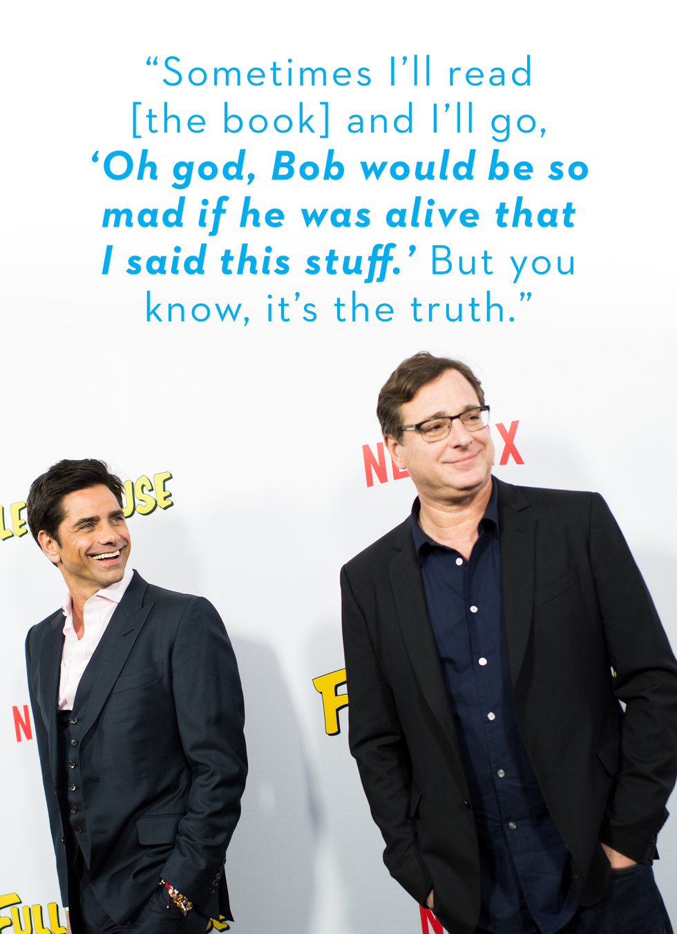 john stamos and bob saget smiling in front of a step and repeat for full house netflix premiere