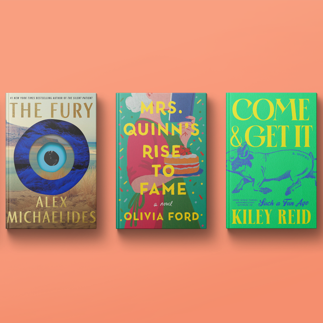 five books in a row on an orange background