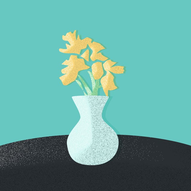 Vase, Illustration, Yellow, Artifact, Plant, Flower, Still life, Tree, Plant stem, Still life photography, 