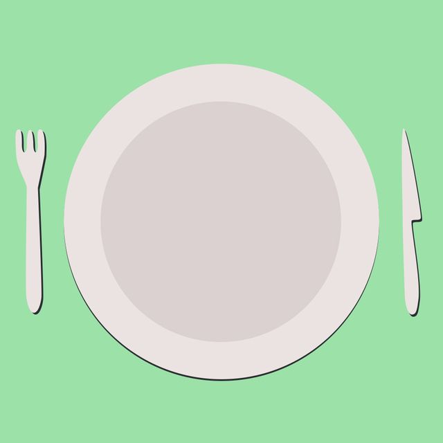 Tableware, Cutlery, Circle, Plate, Fork, Spoon, Illustration, 