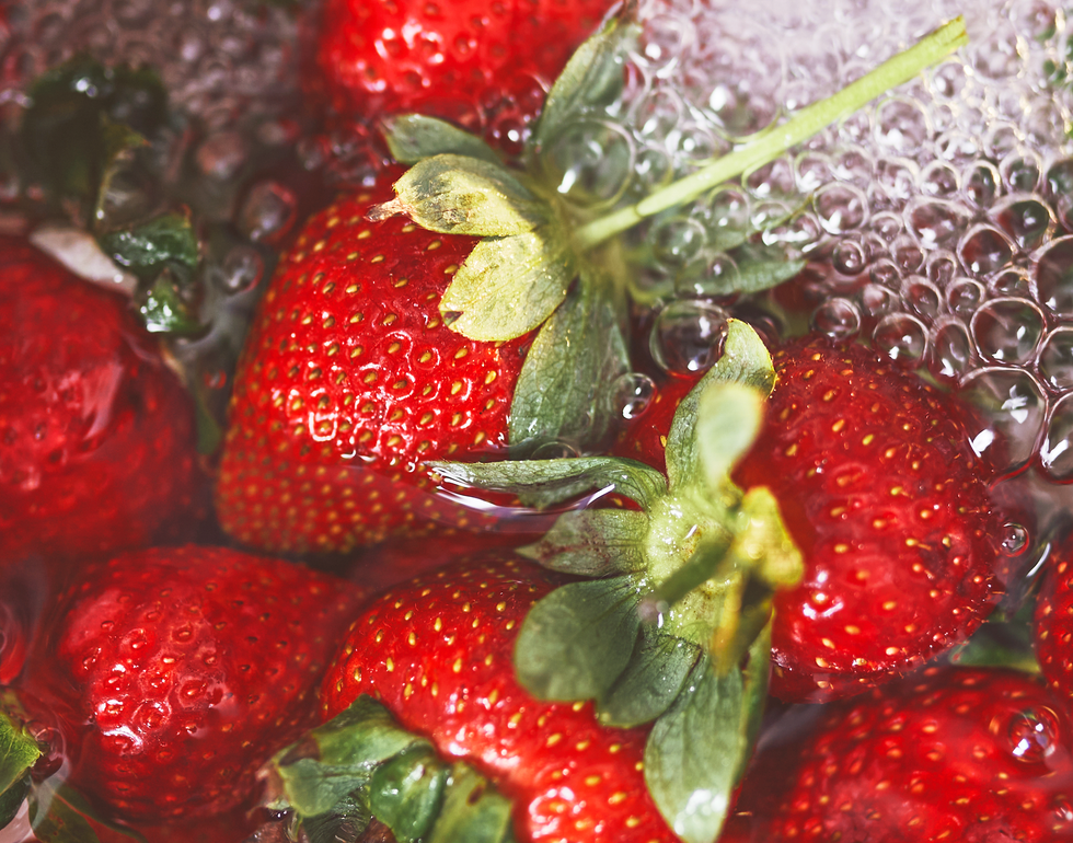 washing strawberries