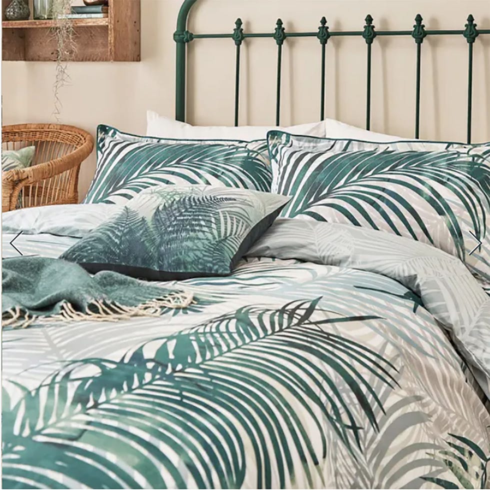 dunelm clarissa palm leaf forest green