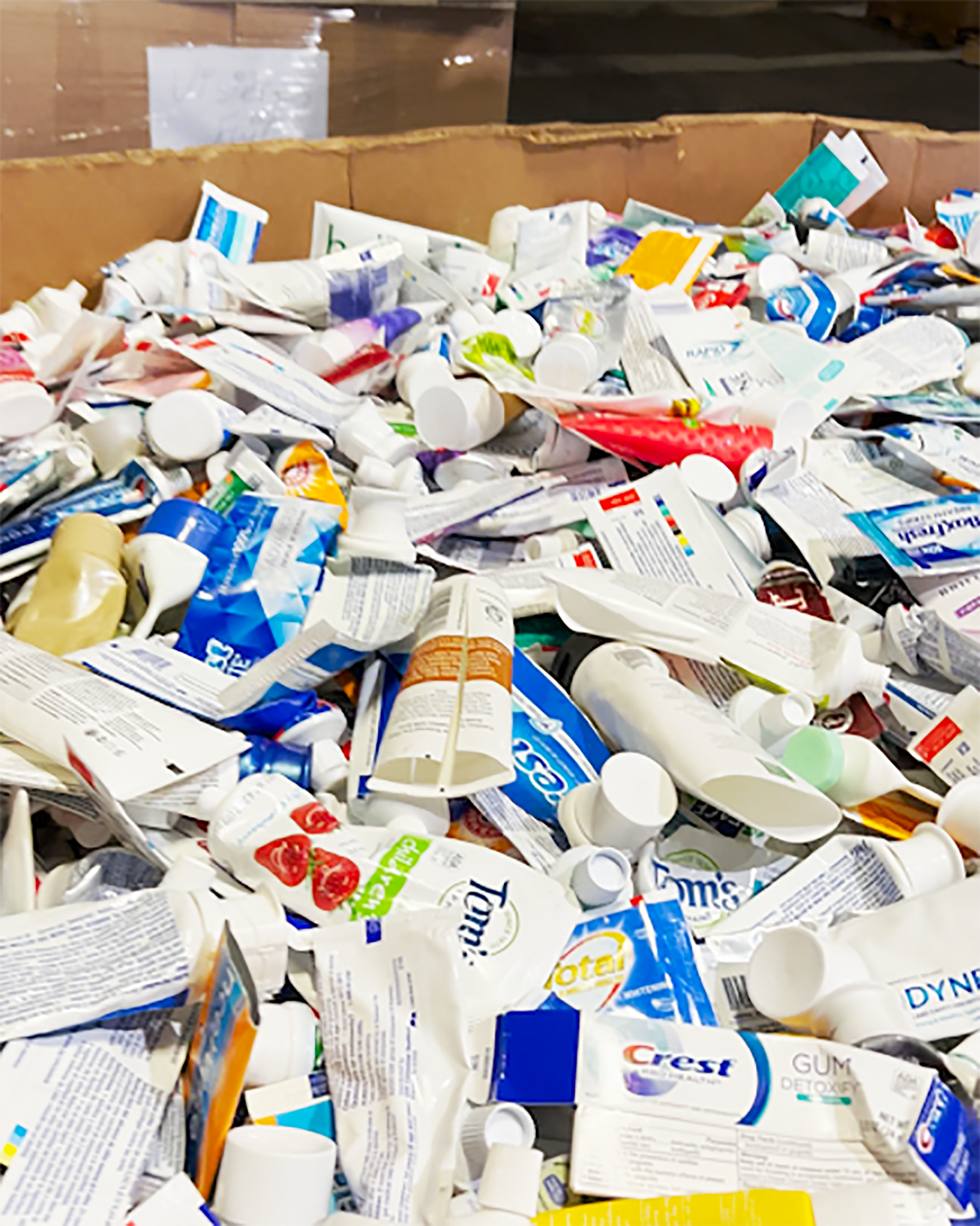 a large pile of beauty waste product
