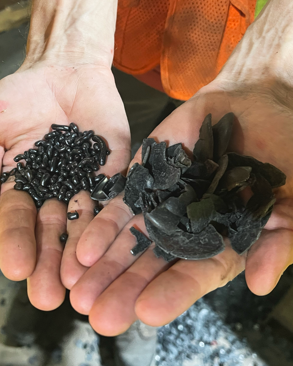extruded waste from beauty packaging