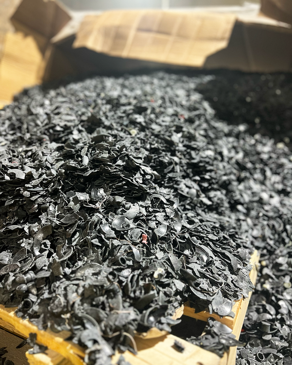 extruded waste from beauty packaging