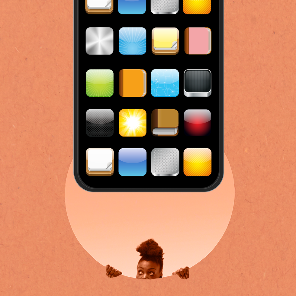 a smartphone displaying a grid of colorful app icons