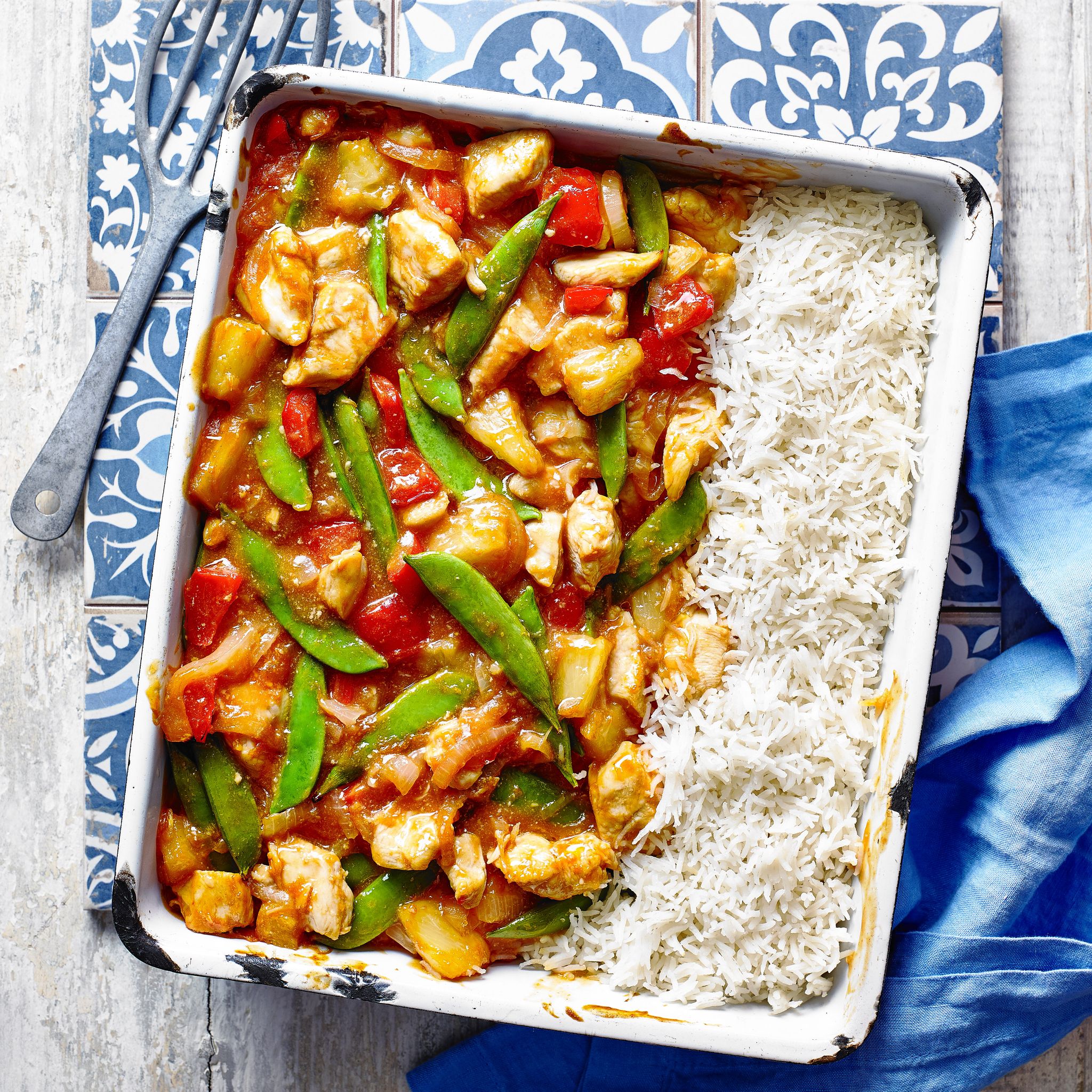 best traybake recipes sweet and sour chicken with rice traybake