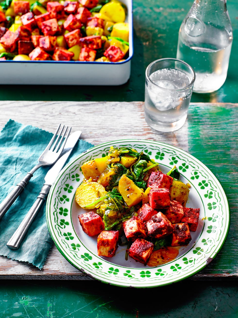best traybake recipes tandoori paneer and saag aloo traybake