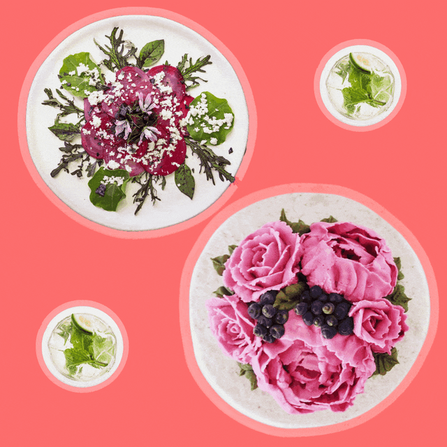 Dishware, Plate, Pink, Flower, Tableware, Plant, Cut flowers, Platter, Serveware, Rose, 
