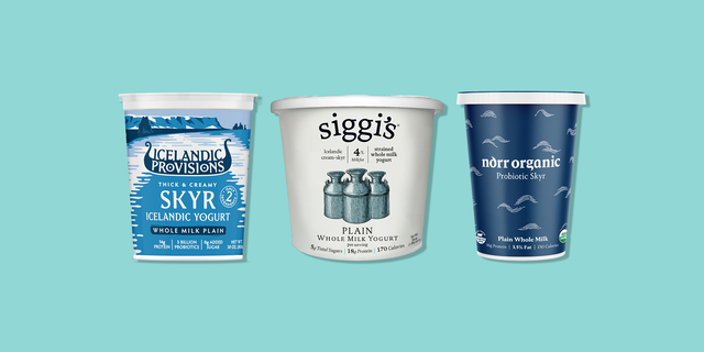 three tubs of skyr yogurt