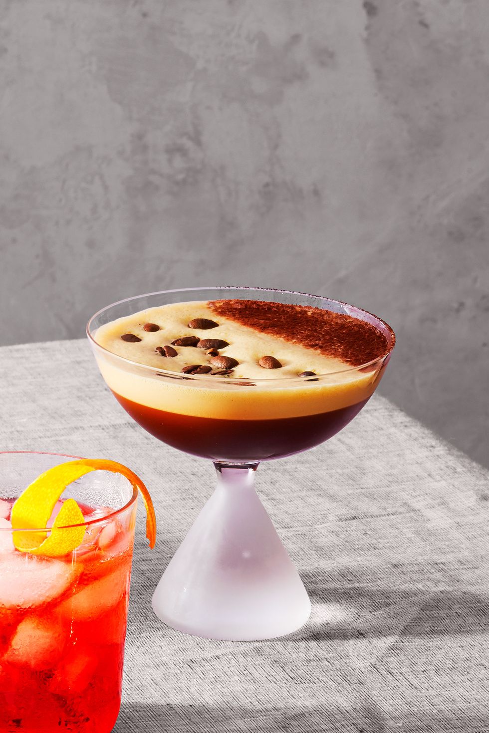 espresso martini with coffee beans at the top