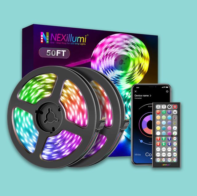 Govee 50ft LED Strip Lights, Bluetooth RGB LED Lights with App Control,  Bright 5050 LEDs, 64 Scenes and Music Sync Lights Strip for Bedroom, Living