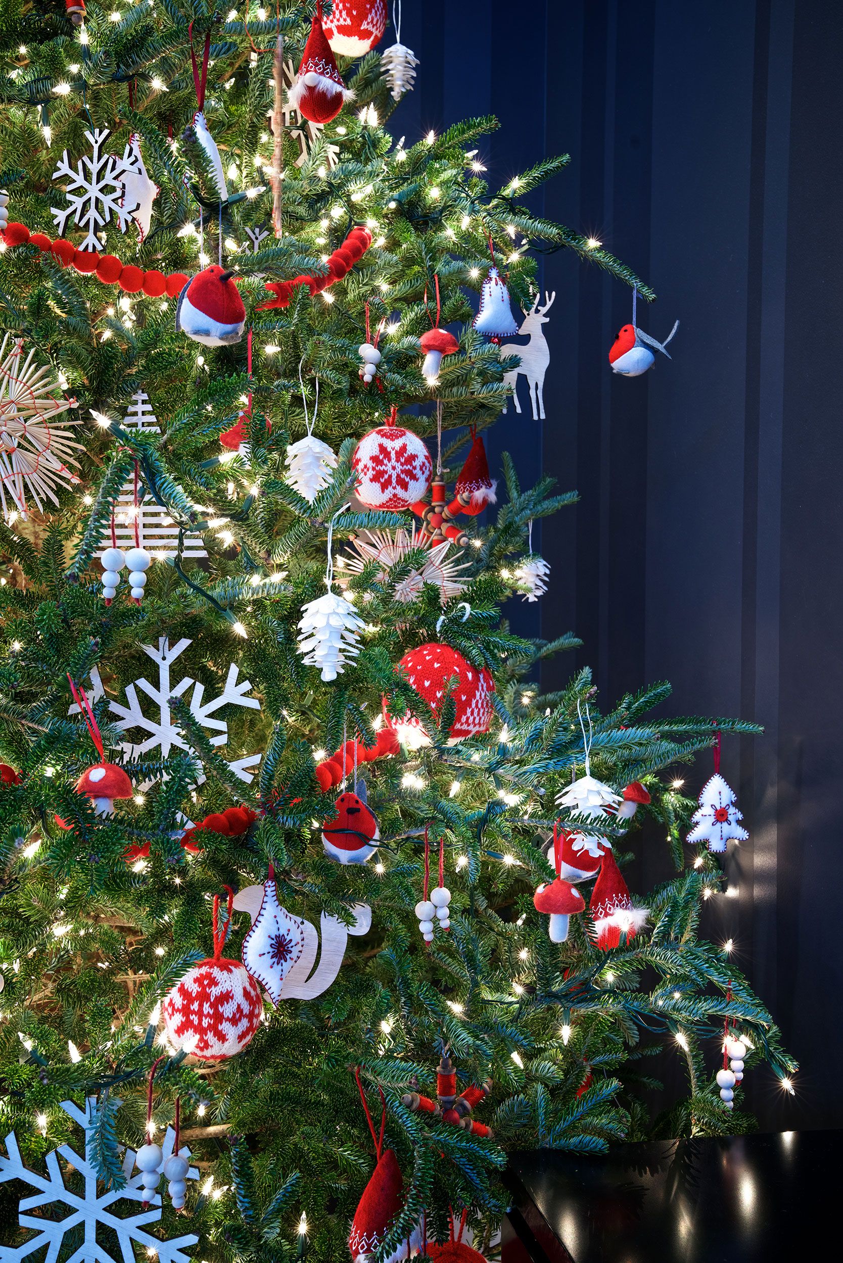 Festive Christmas Tree with Colorful Lights and Presents