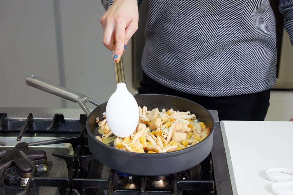 preparing daily harvest pasta in the good housekeeping institute