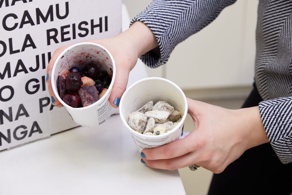 inside of two daily harvest smoothie cups