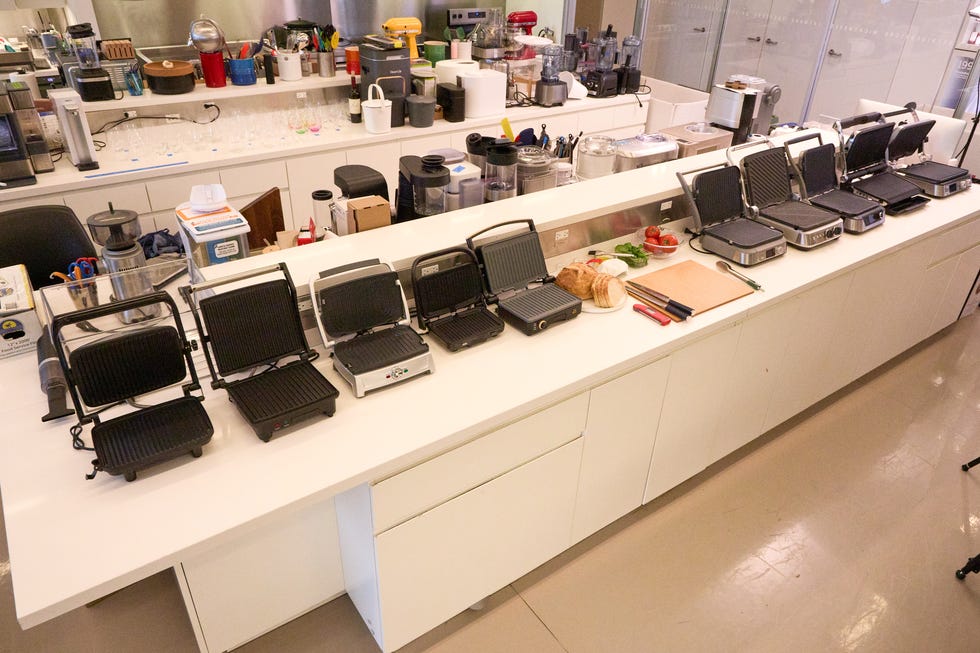 overhead of a lot of panini presses