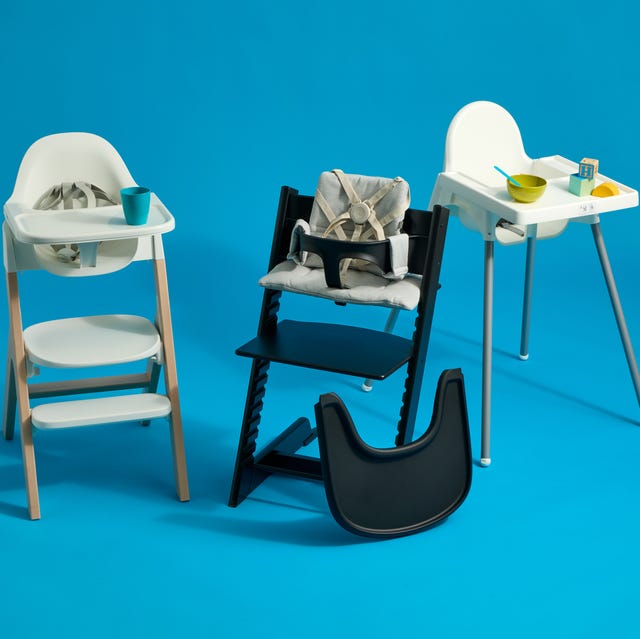 three best high chairs, according to good housekeeping institute three high chairs in a row, including the mockingbird, stokke tripp trapp and ikea high chair