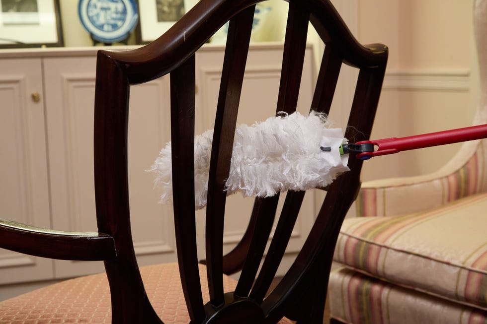 dusting in between the chair slots