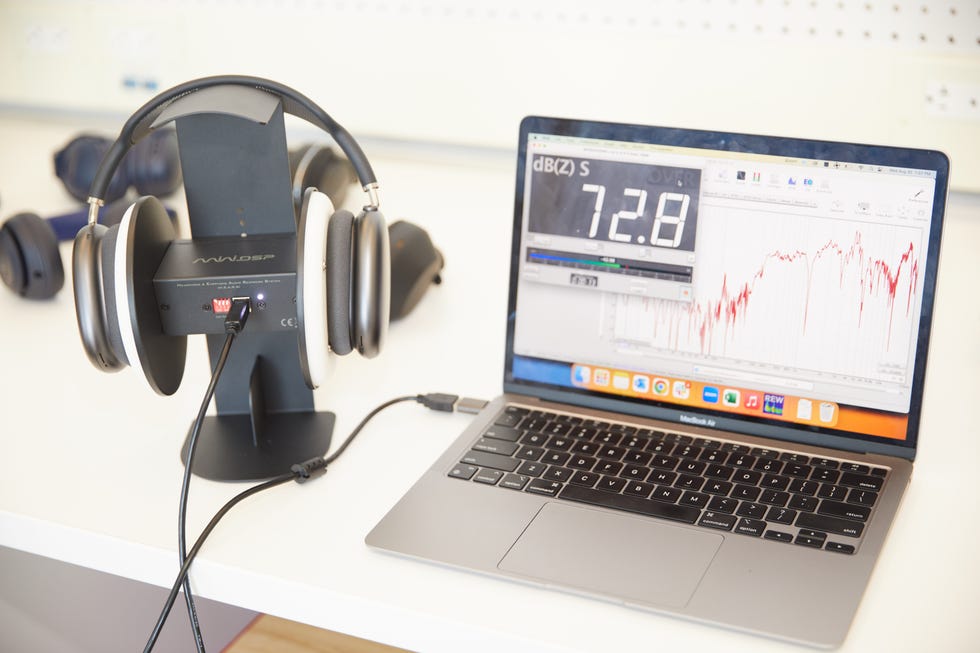 a laptop with headphones on