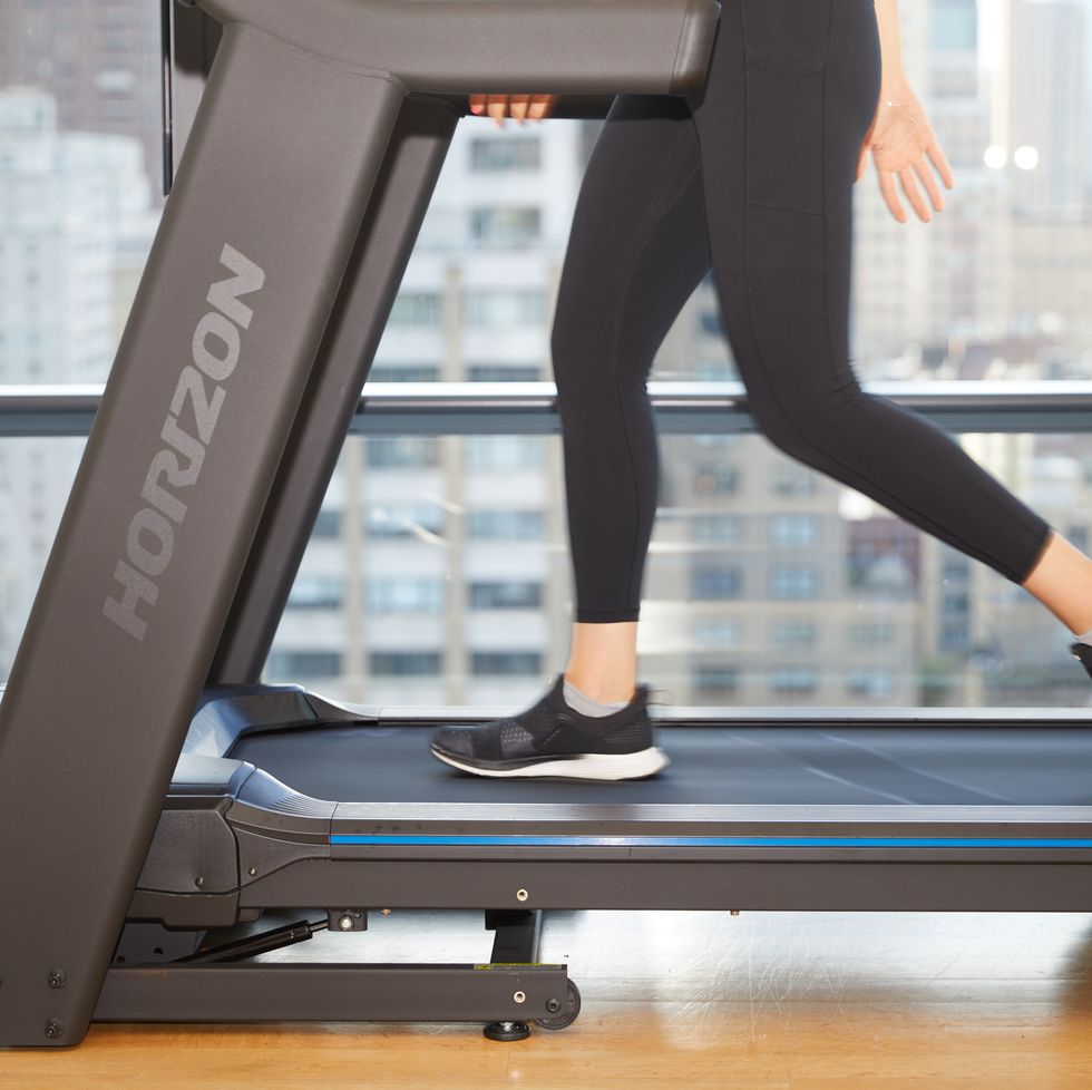 sassos testing out the running belt on a horizon fitness treadmill