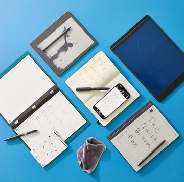 multiple smart noteboks on blue background
