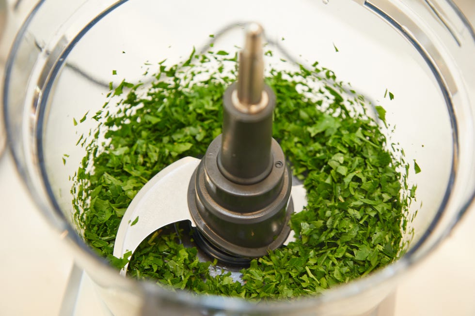 chopped parsley in a food processor