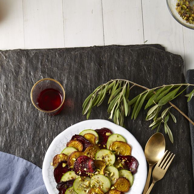 cucumber roasted beet and pistachio salad