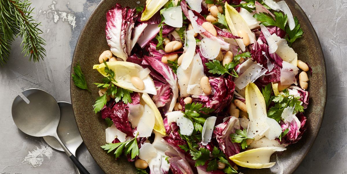 radicchio salad with white beans in a beautiful bowl