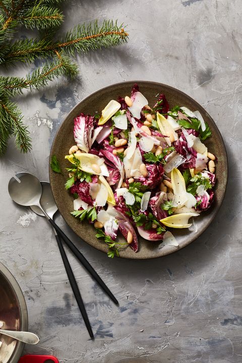 radicchio salad with white beans in a beautiful bowl