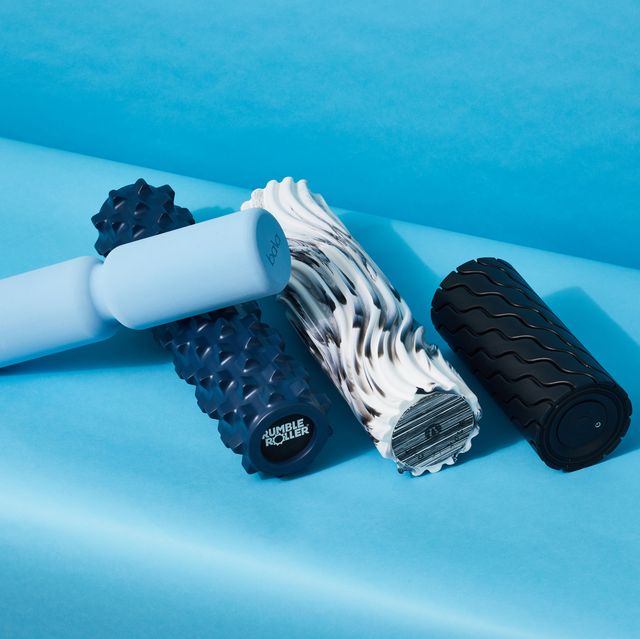 foam rollers in the good housekeeping institute on a blue background