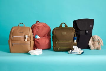 best backpack diaper bags for parents, showing bags from itzy ritzy, state, dagne dover and huhu, for a good housekeeping institute list of the best baby backpack diaper bags