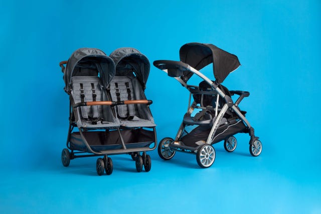 zoe side by side double stroller and the chicco tandem stand on option for two kids, both on the good housekeeping list of the best double strollers