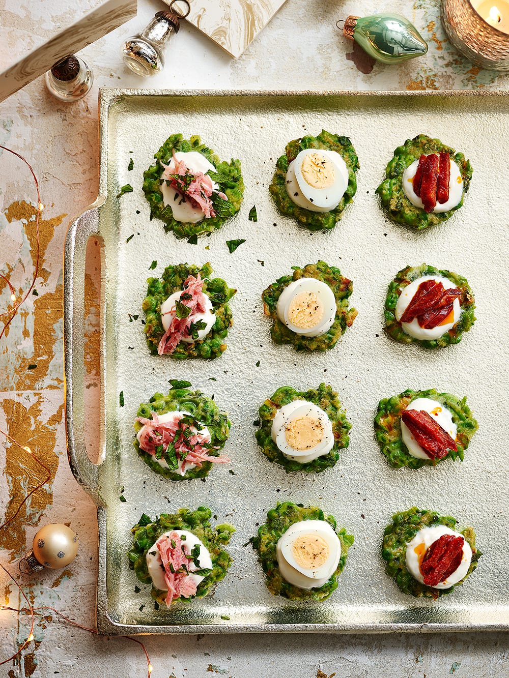 best canape recipes pea and mint cakes