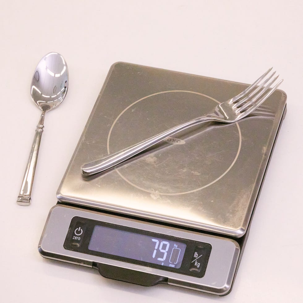 best flatware sets kitchen scale displaying weight with spoon and fork nearby