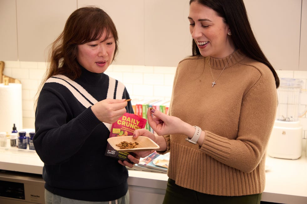 taste testing daily crunch nut mix with gh recipe editor susan choung