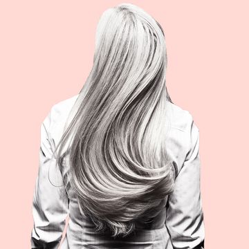 woman with gray hair from behind
