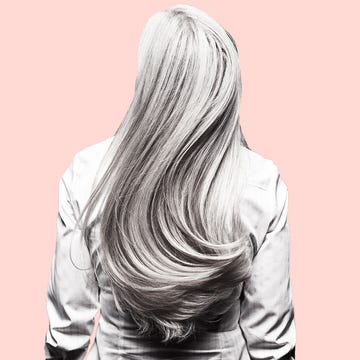woman with gray hair from behind woman with gray hair from behind