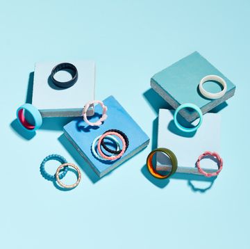 silicone rings on a blue background