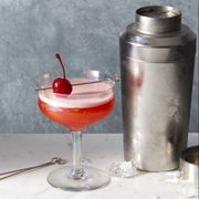 red mary pickford cocktail with cherry