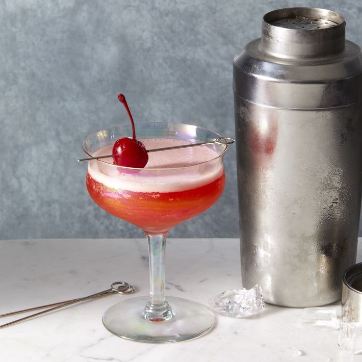 red mary pickford cocktail with cherry