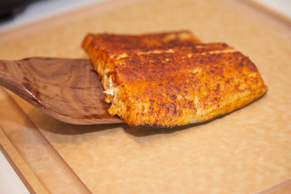 smoked salmon on a board