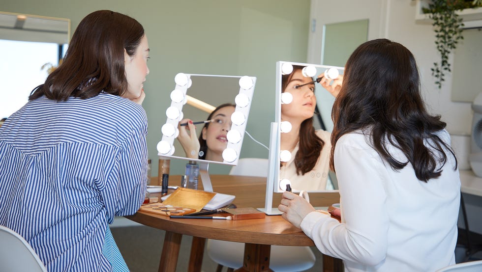 Testing the best vanity mirrors with lights two panelists applying makeup, testing the best vanity mirrors with lights
