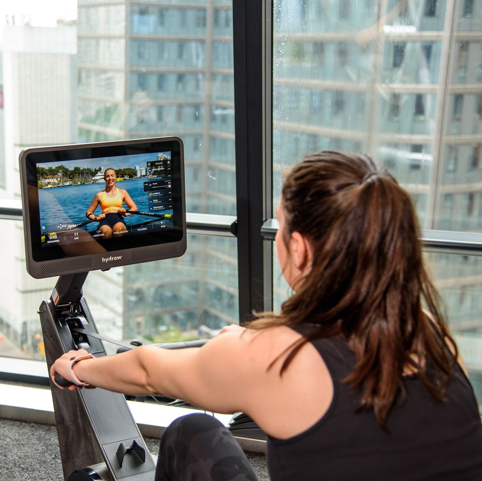 testing out a connect rower in the good housekeeping institute