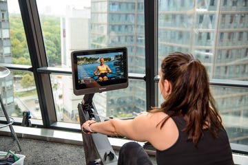 testing out a connect rower in the good housekeeping institute