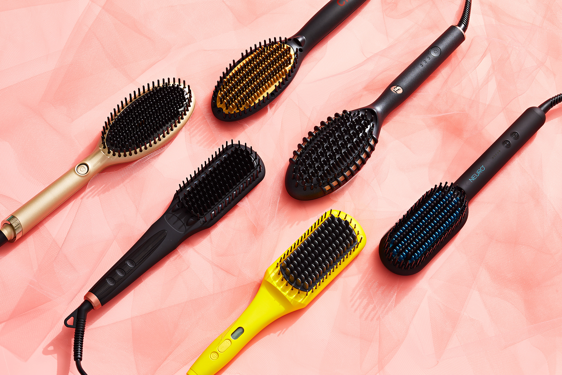 Hair brush style clearance straightener