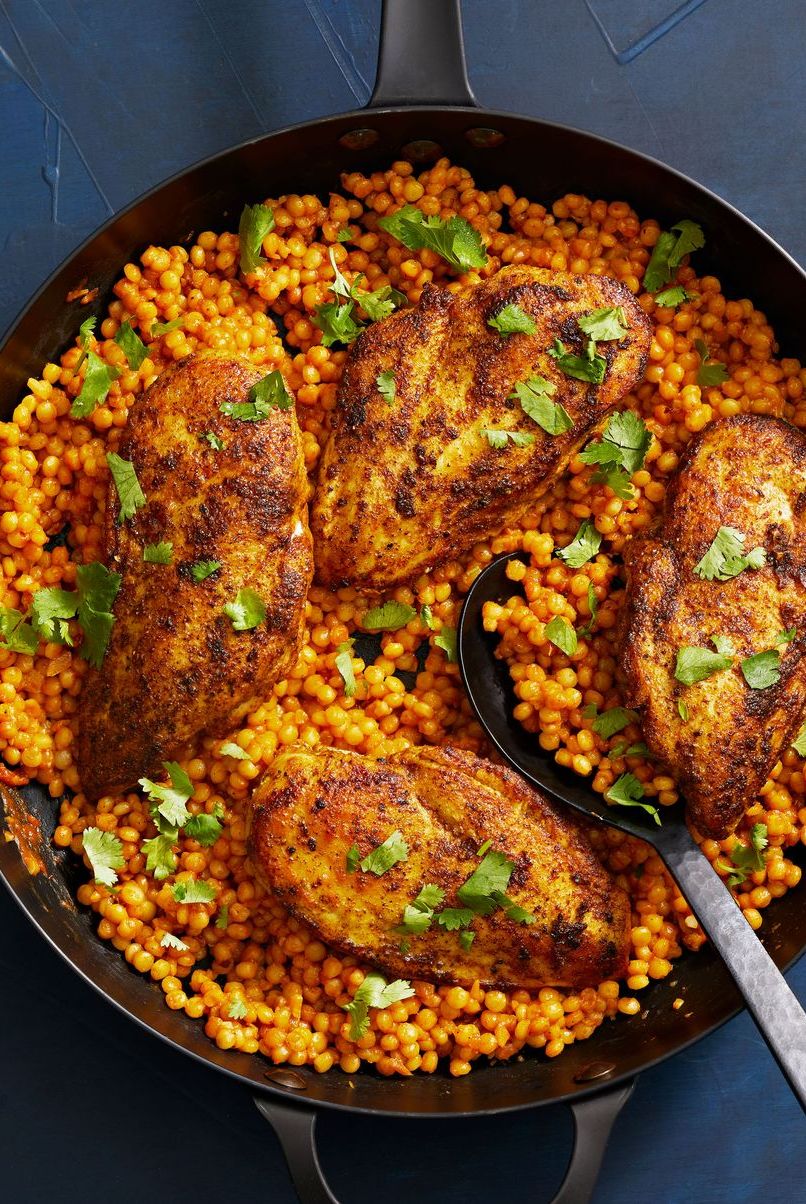 moroccan spiced skillet chicken and couscous