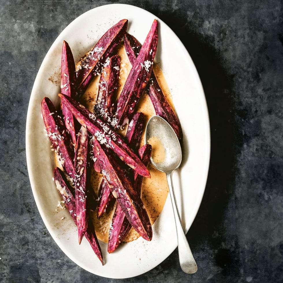 roasted okinawan sweet potato wedges