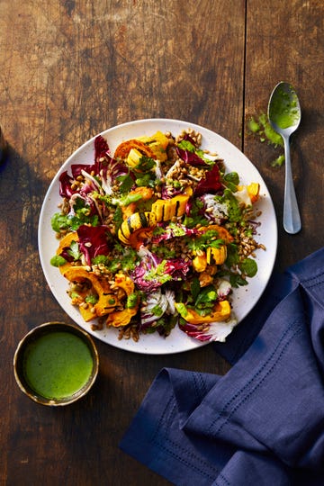 roasted delicata squash and farro salad