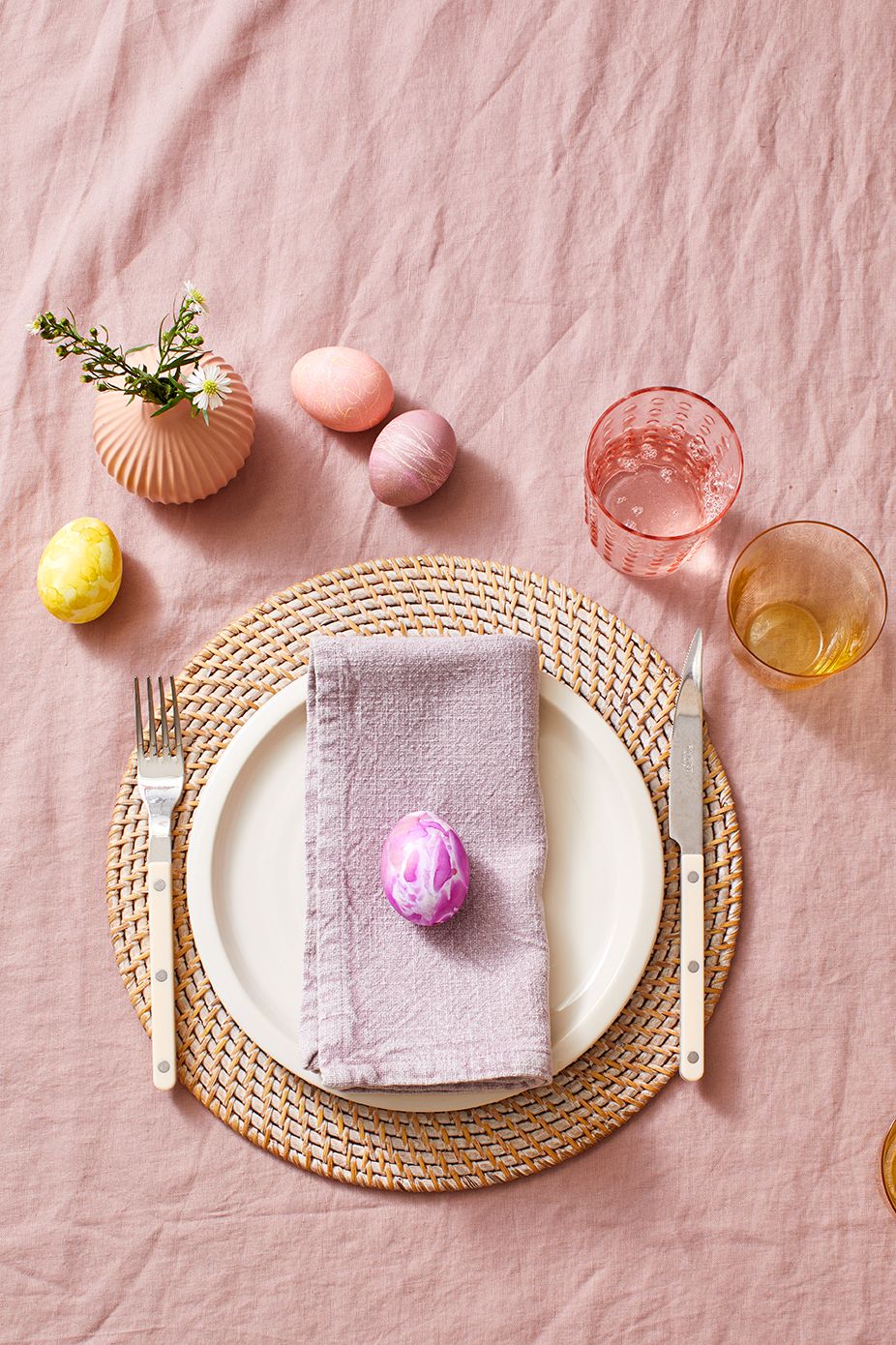 dyed easter egg place setting