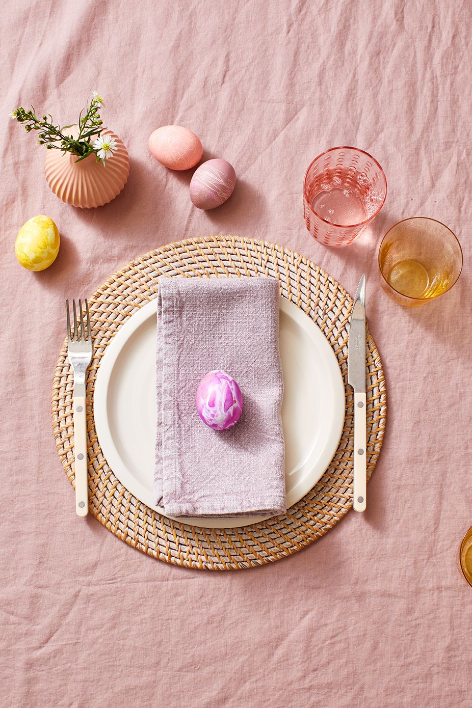 dyed easter egg place setting